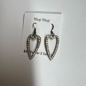 Rhinestone heart dangle earrings